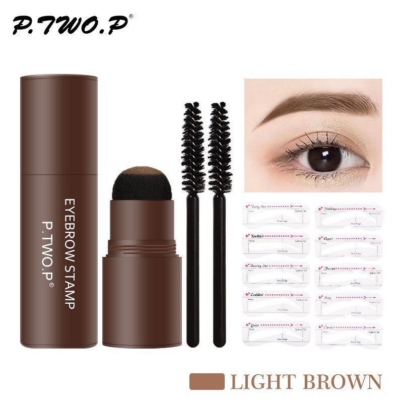 Kit de tampon de poudre à sourcils avec pinceau et crayon