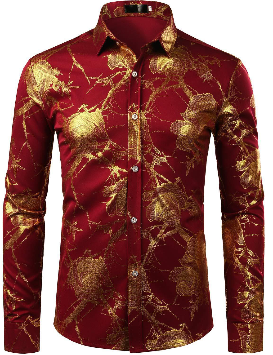 Chemise à manches longues pour homme à imprimé floral