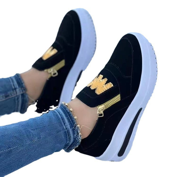 Chaussures décontractées pour femmes, grandes tailles, avec fermeture éclair latérale