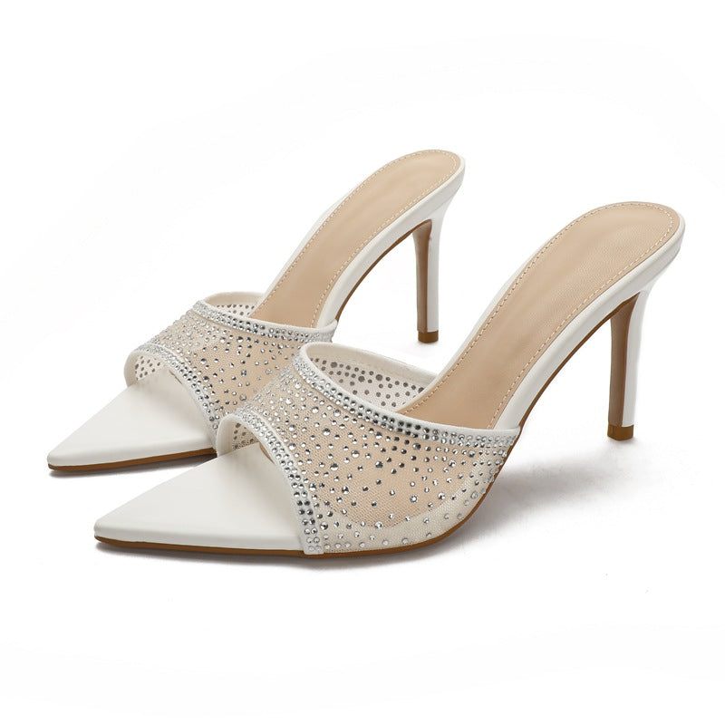 Habit :Sandales à talons hauts à bout pointu ornées de strass