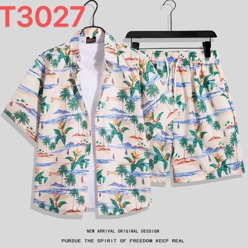Habit :Ensemble chemise et short à fleurs hawaïennes