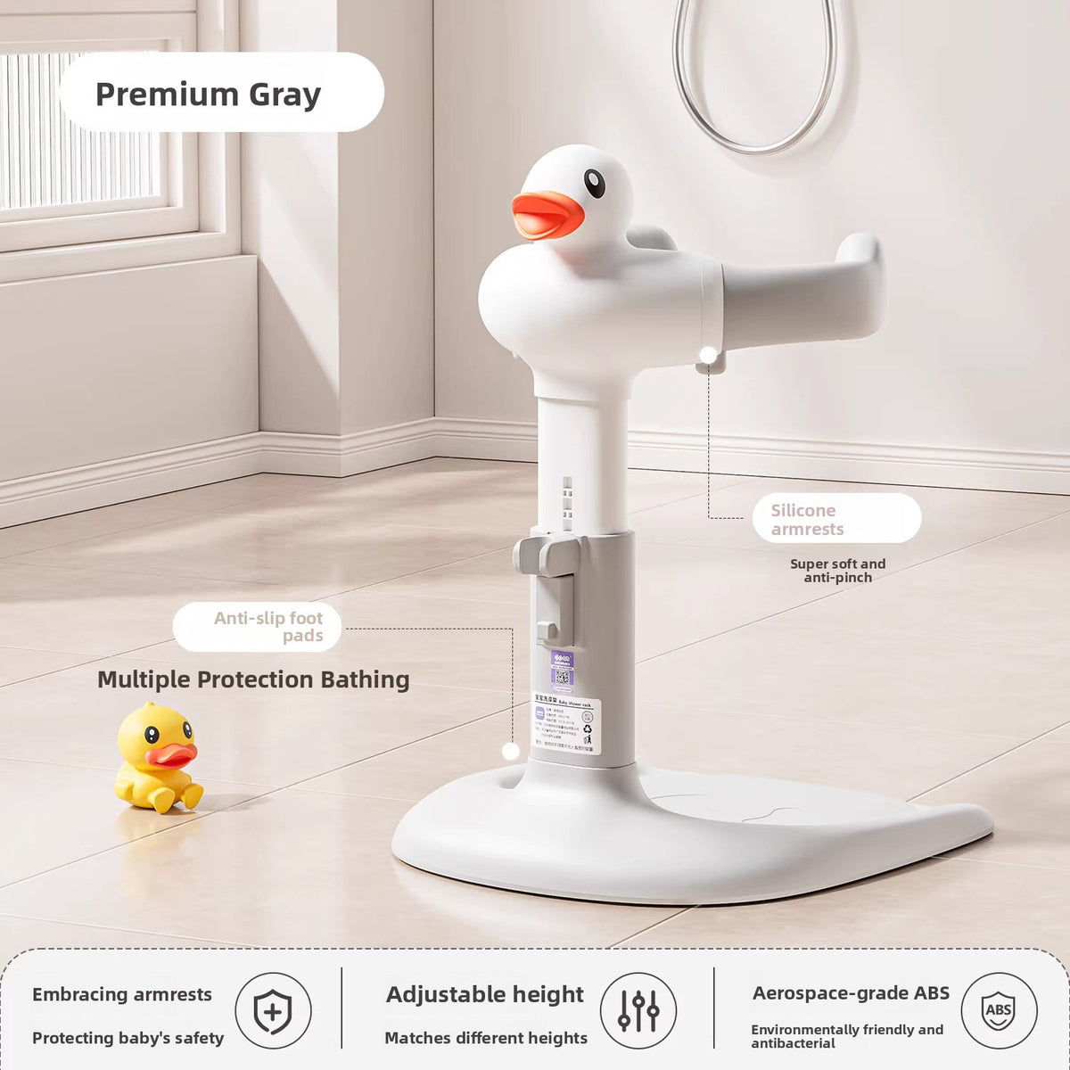 Étagère de bain pliable pour bébé avec base antidérapante
