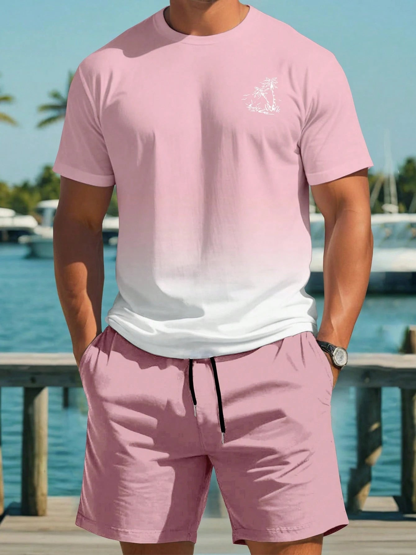 Ensemble de short de sport imprimé et t-shirt pour hommes