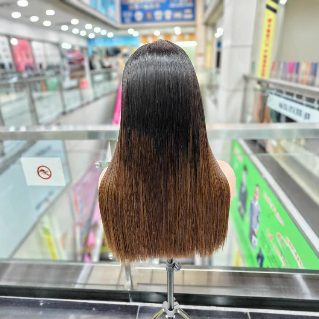 Perruque droite en cheveux humains vietnamien avec front en dentelle
