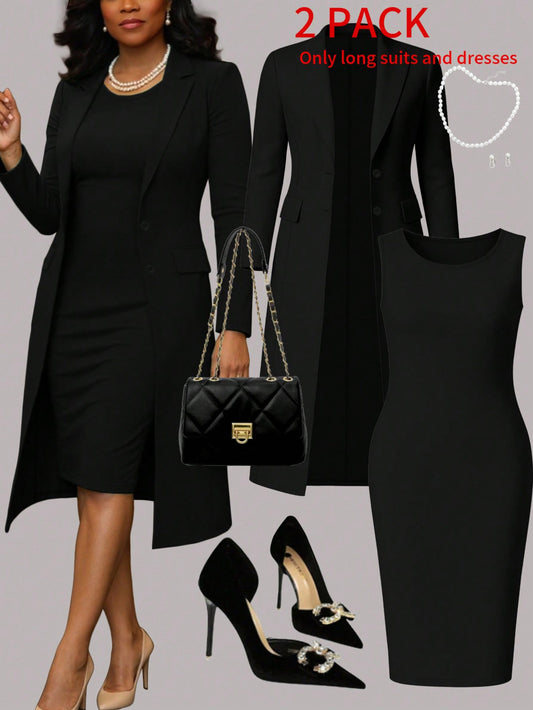 Ensemble pour femmes : costume à manches longues et robe sans manches