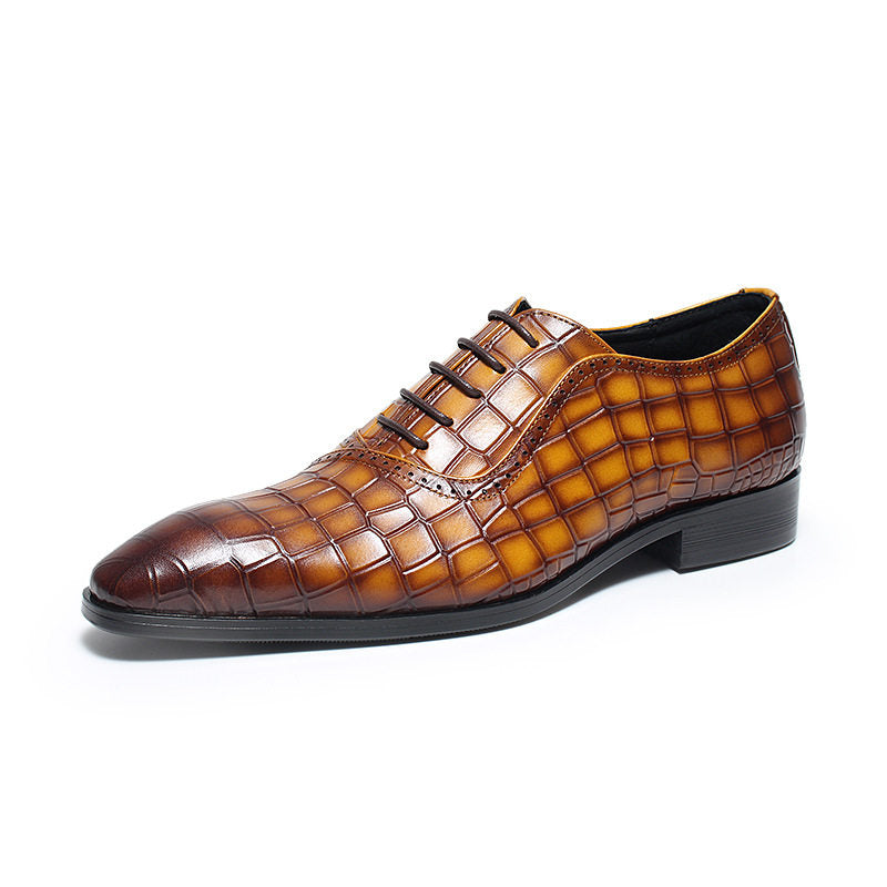 Chaussures Derby en cuir pour homme à motif crocodile