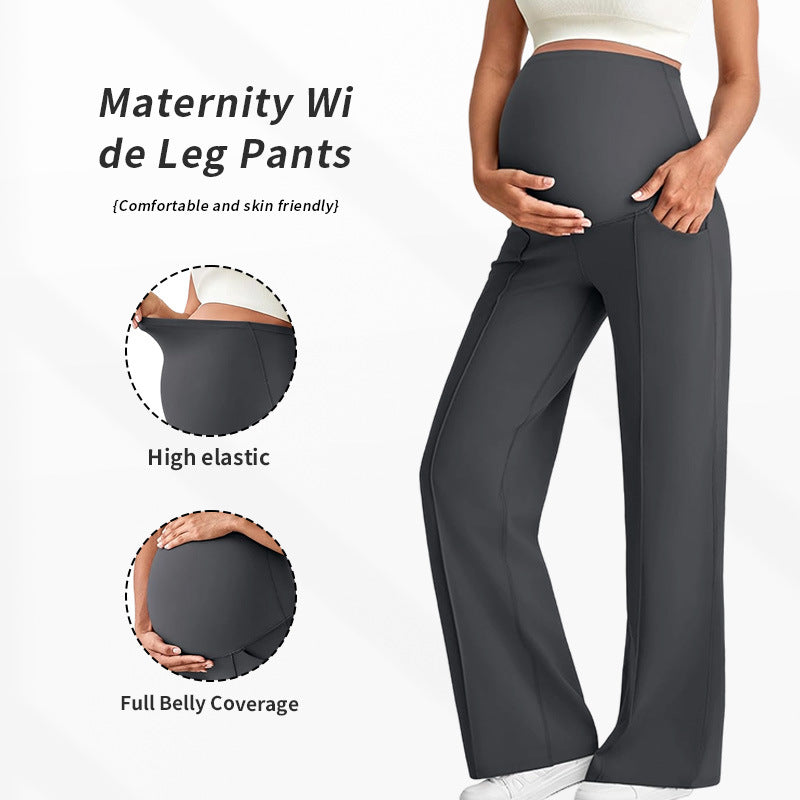 Pantalon de maternité taille haute à jambes larges