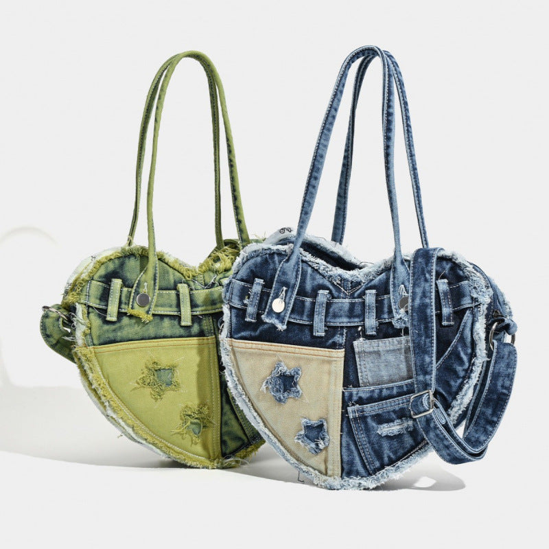 Sac bandoulière en denim avec motif Love