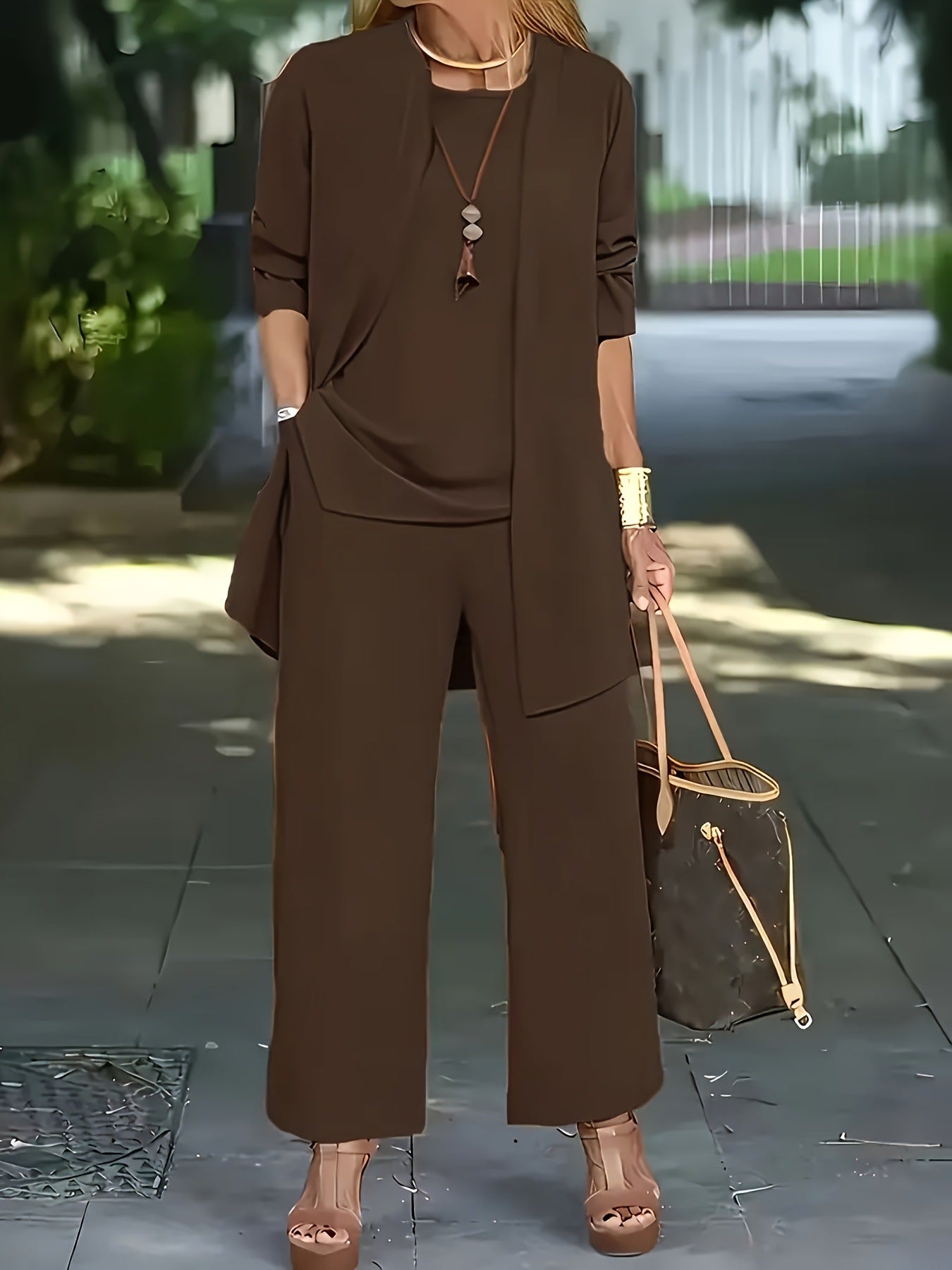 Ensemble décontracté : cardigan à manches longues, gilet et pantalon