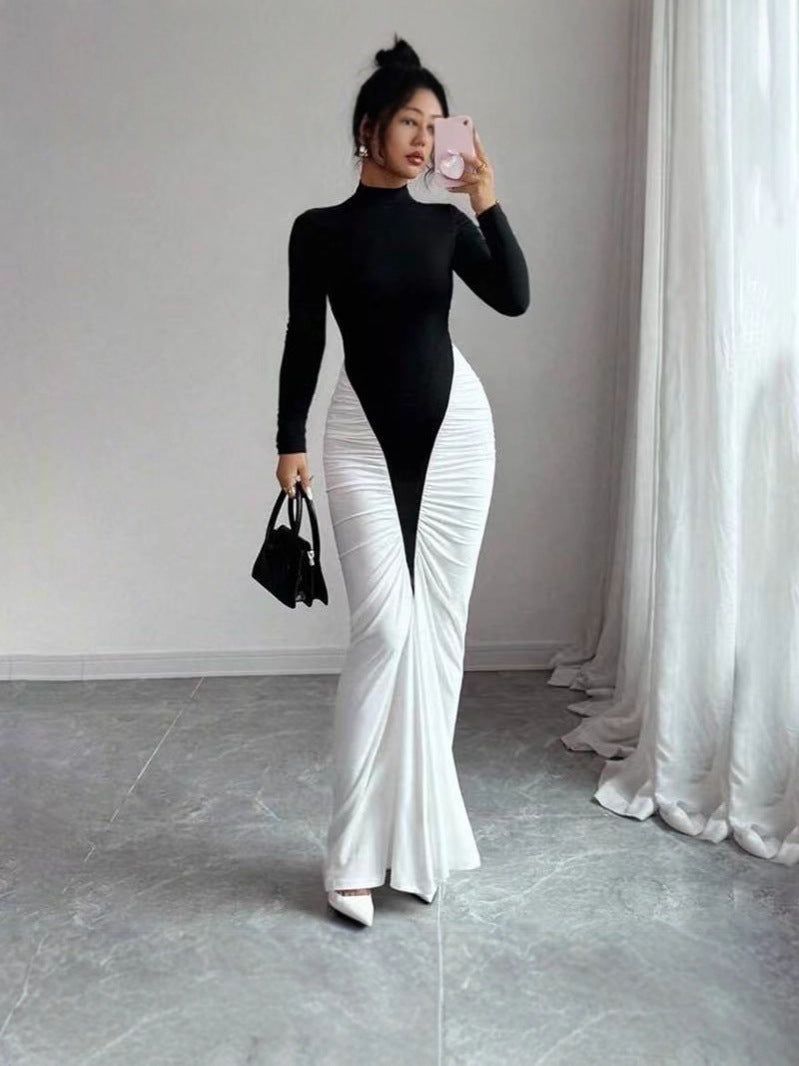 Robe patchwork à plis