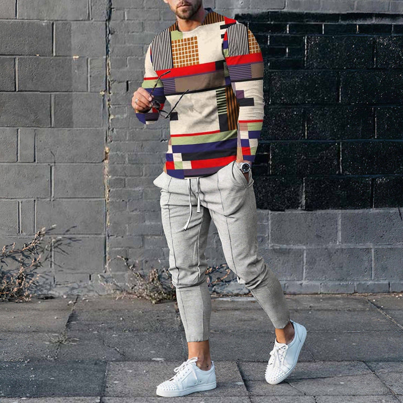 Ensemble pull et pantalon de survêtement décontracté pour homme, imprimé 3D