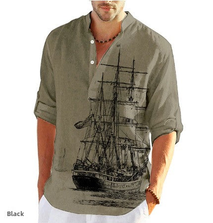 Chemise d'été à col montant imprimée