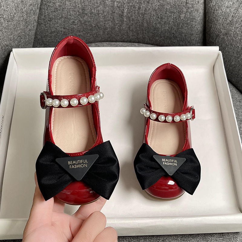 Ballerines à nœud et perles pour filles