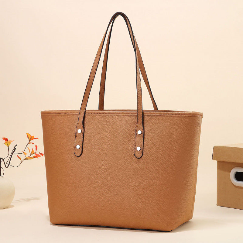Sac cabas bandoulière en cuir PU pour femme