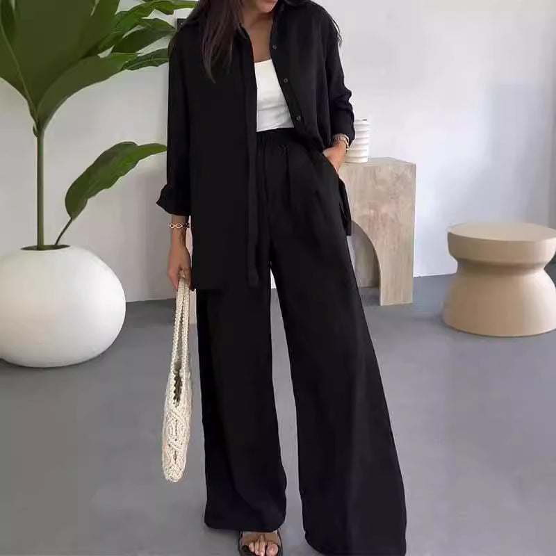 Ensemble deux pièces pour femmes avec pantalon large décontracté