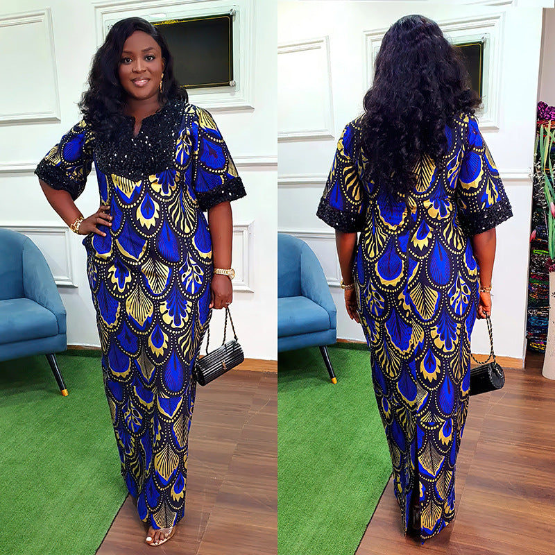 Habit :Robe longue en satin à sequins