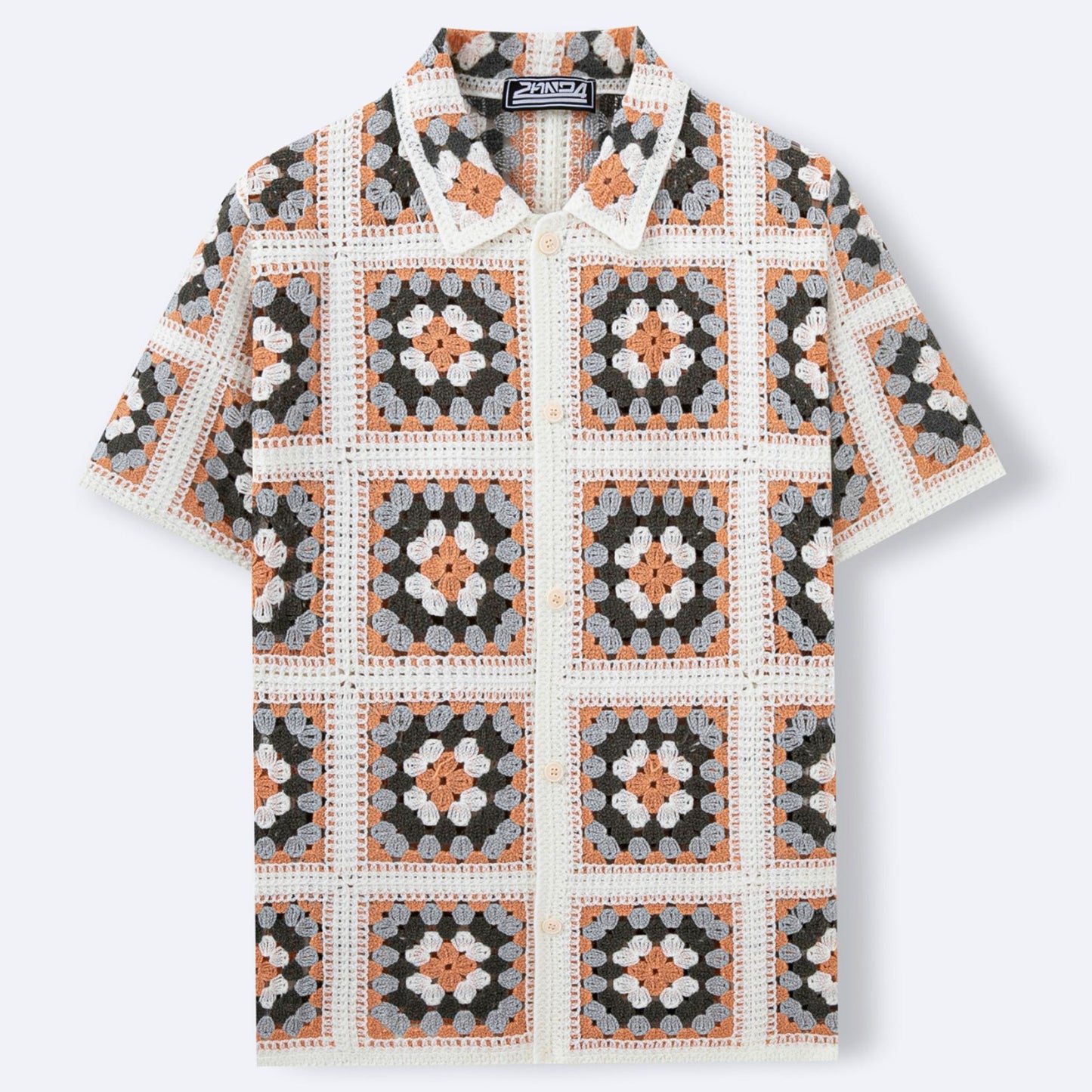 Polo homme en maille crochetée