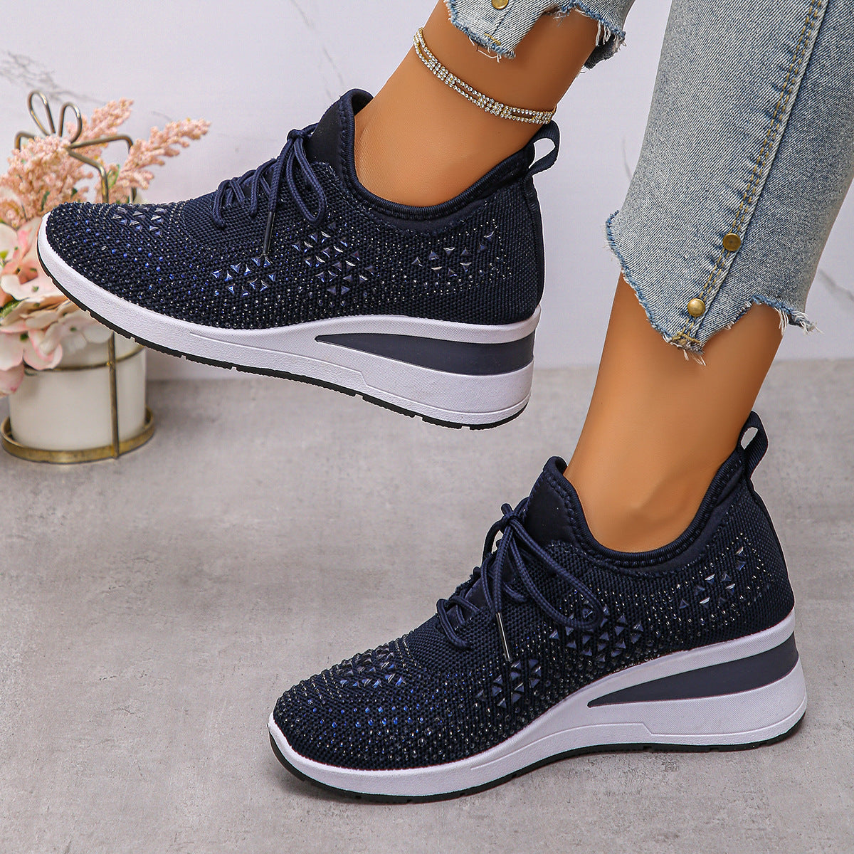 Chaussures décontractées à petit talon compensé pour femmes
