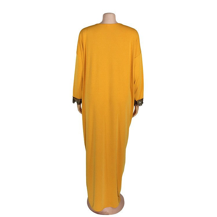 Robe à bordure en dentelle extensible
