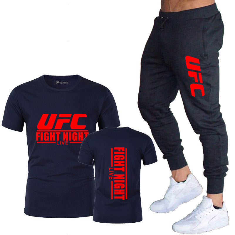 Ensemble de vêtements de sport pour hommes comprenant un t-shirt en coton et un pantalon