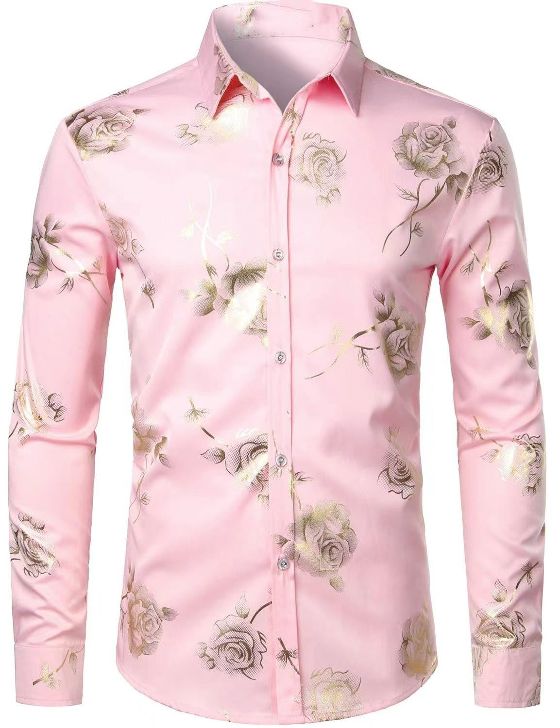 Chemise à manches longues pour homme à imprimé floral