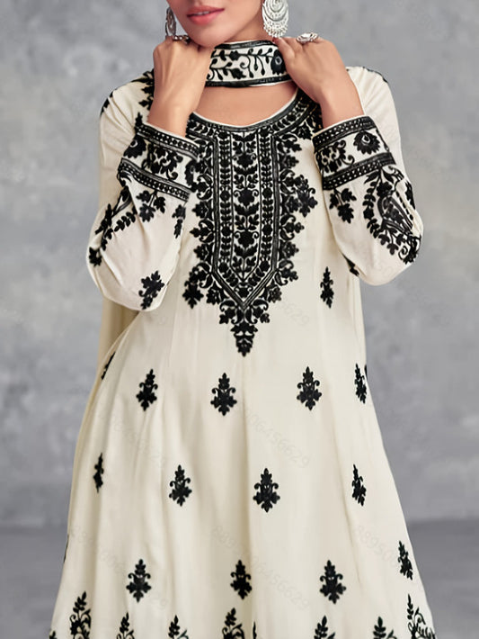 Ensemble haut et pantalon imprimé de style ethnique