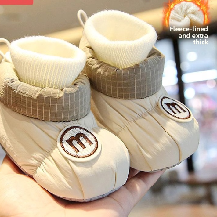 Chaussures pour bébé à semelle souple et doublure polaire