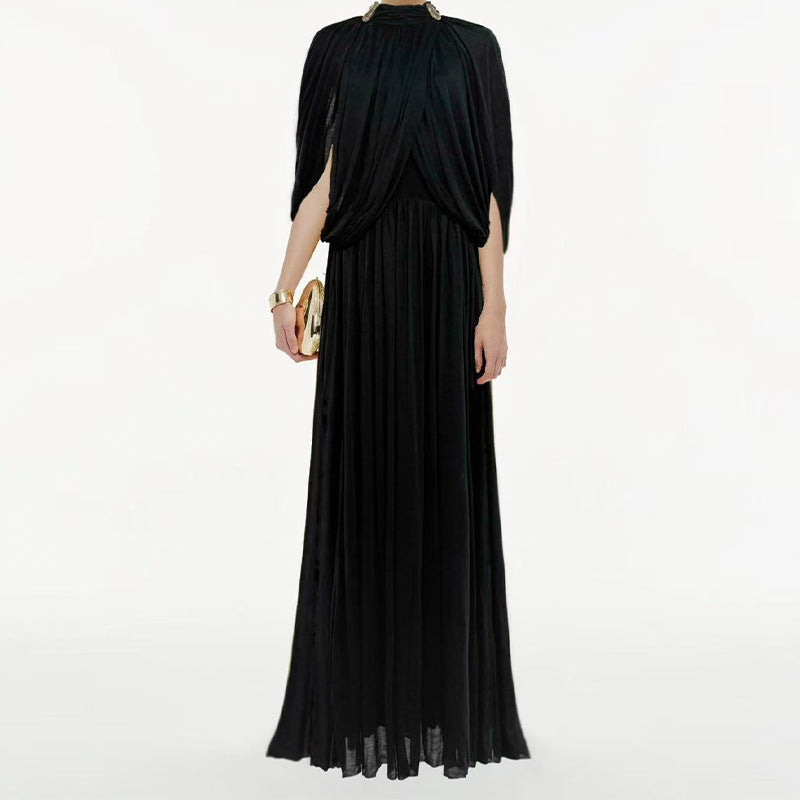 Robe longue en chiffon plissée élégante