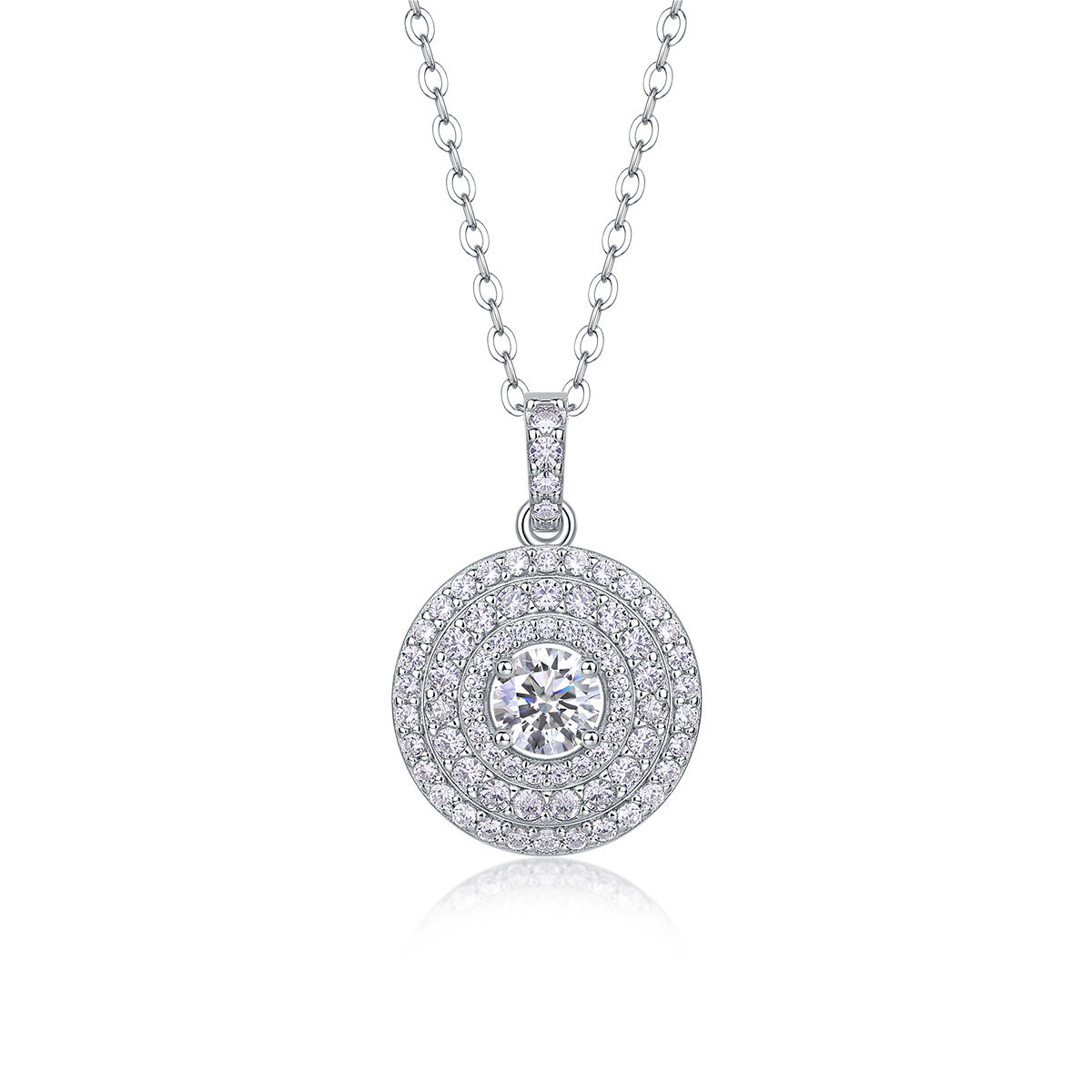 Collier pendentif géométrique en moissanite et argent sterling