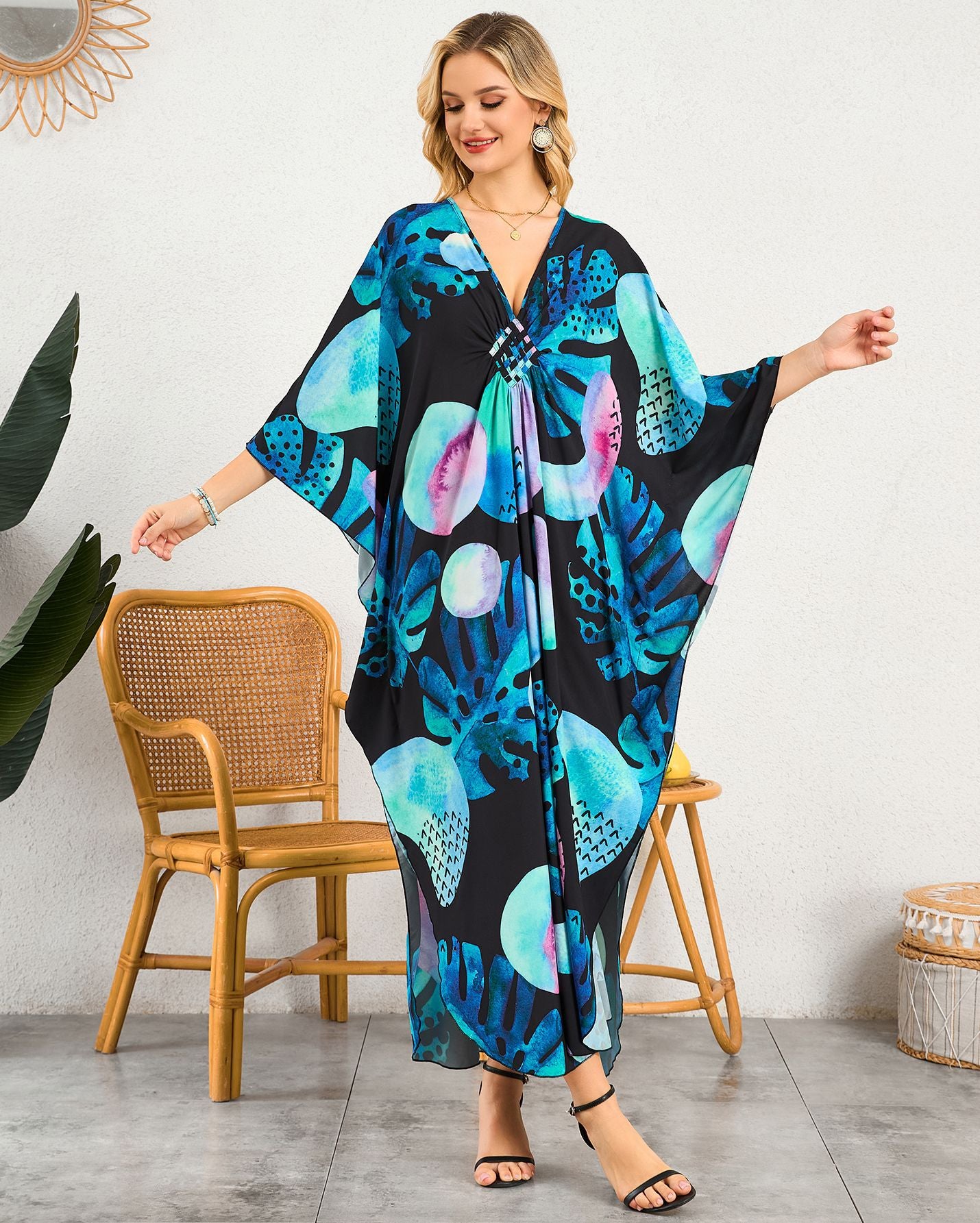 Robe de plage à encolure en V tissée