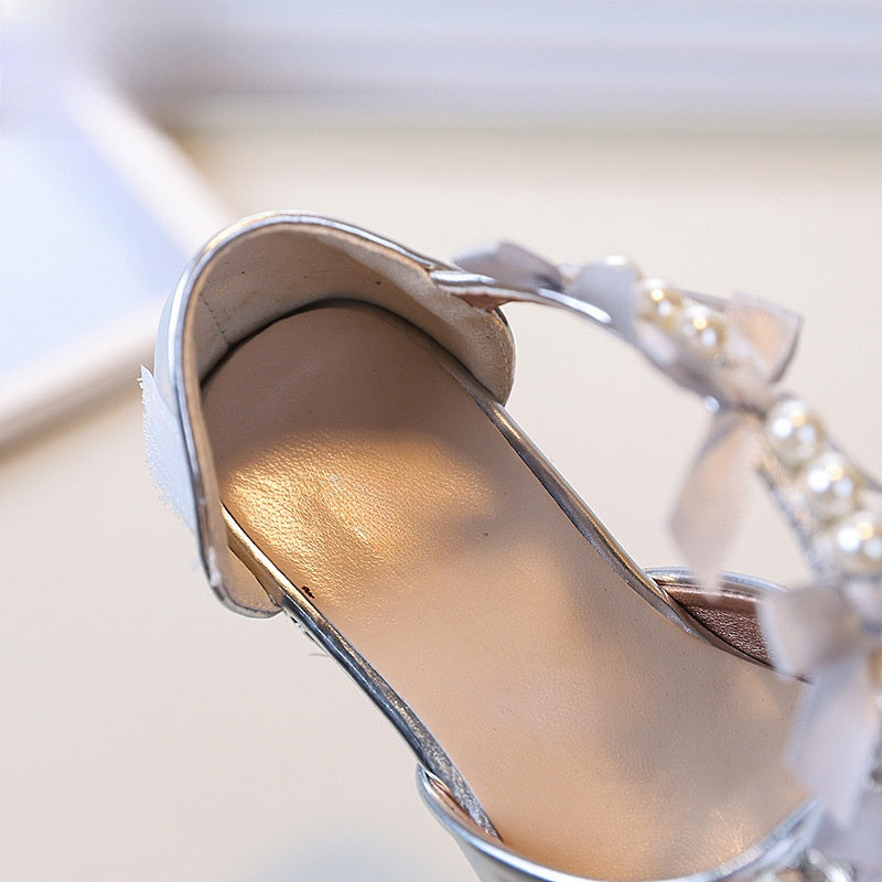 Sandales à talons hauts pour filles, princesse, avec strass