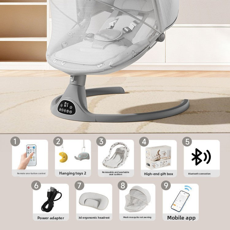Fauteuil à bascule électrique pour bébé avec commande par application Bluetooth