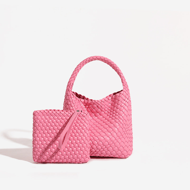 Sac fourre-tout bandoulière en cuir PU tissé