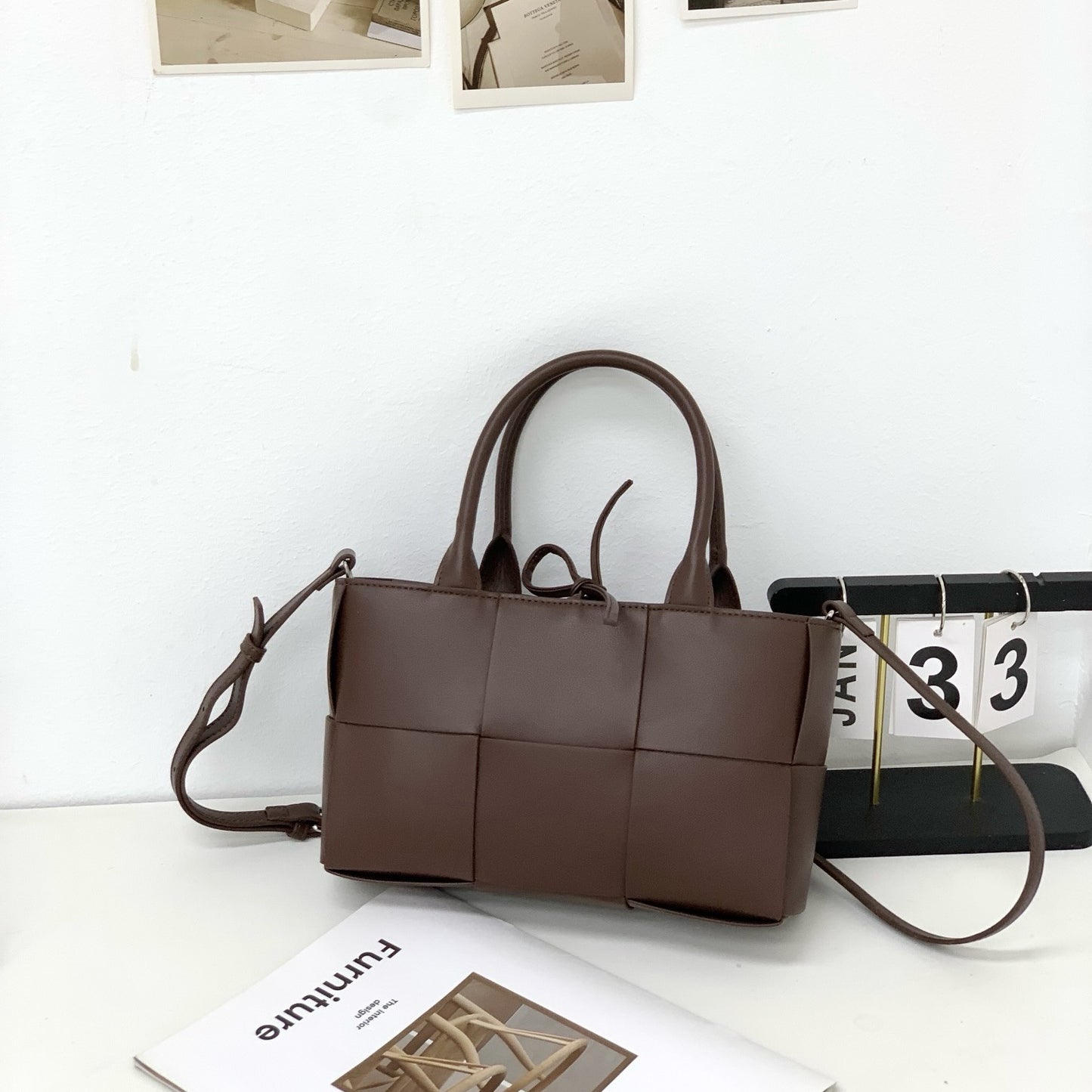 Sac cabas bandoulière en cuir véritable