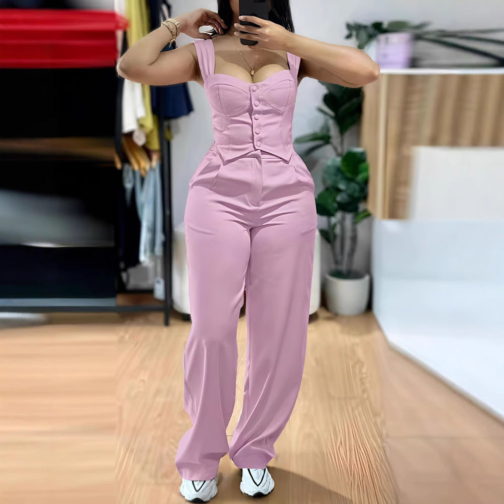 Ensemble débardeur moulant string et pantalon large