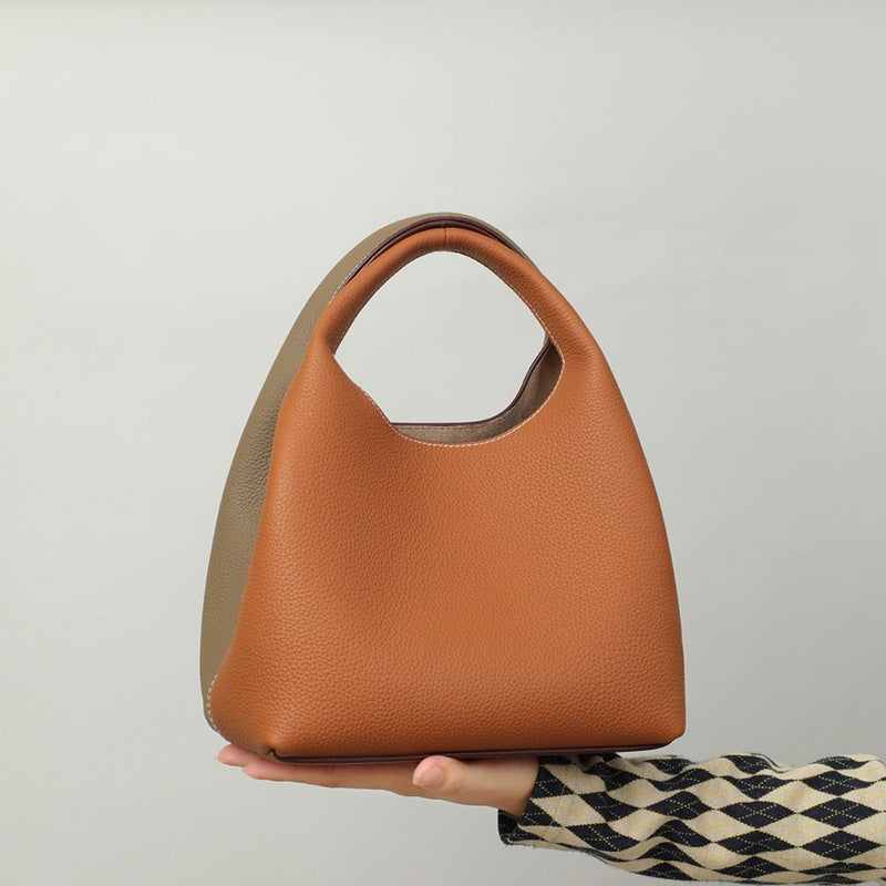 Sac à main seau en cuir véritable pour femme