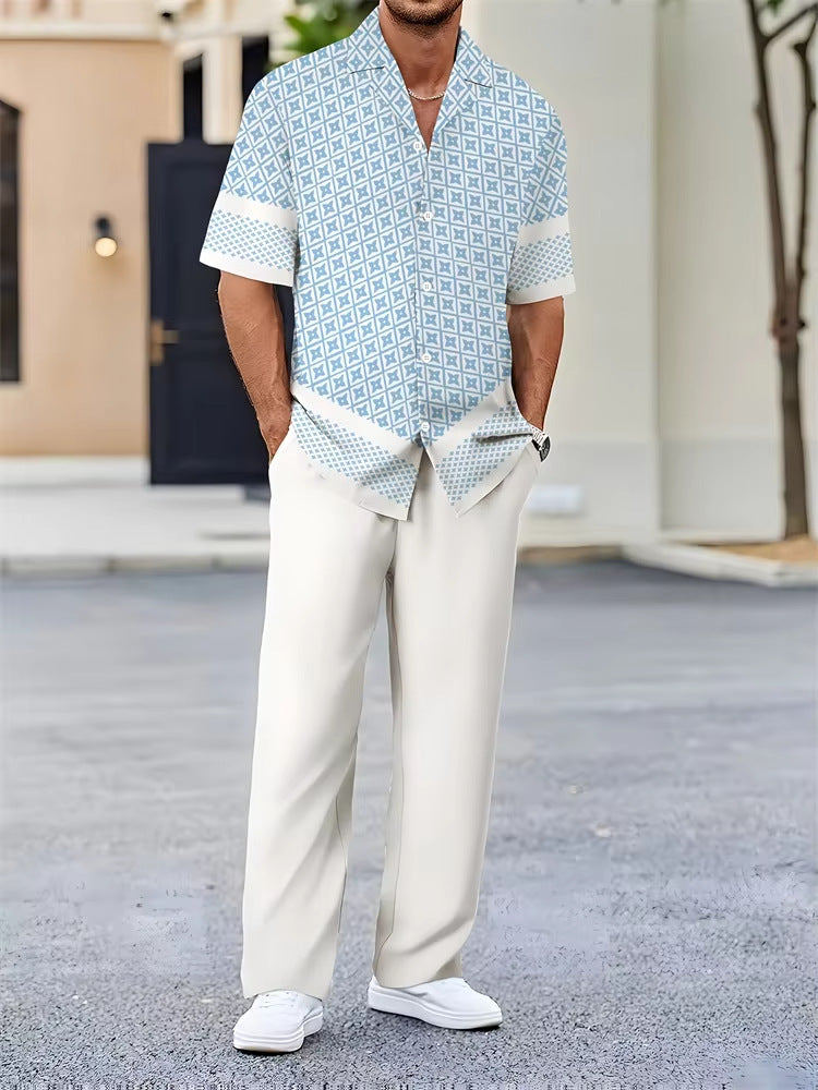 Habit :Chemise en cardigan boutonné pour homme à la plage, pantalon décontracté