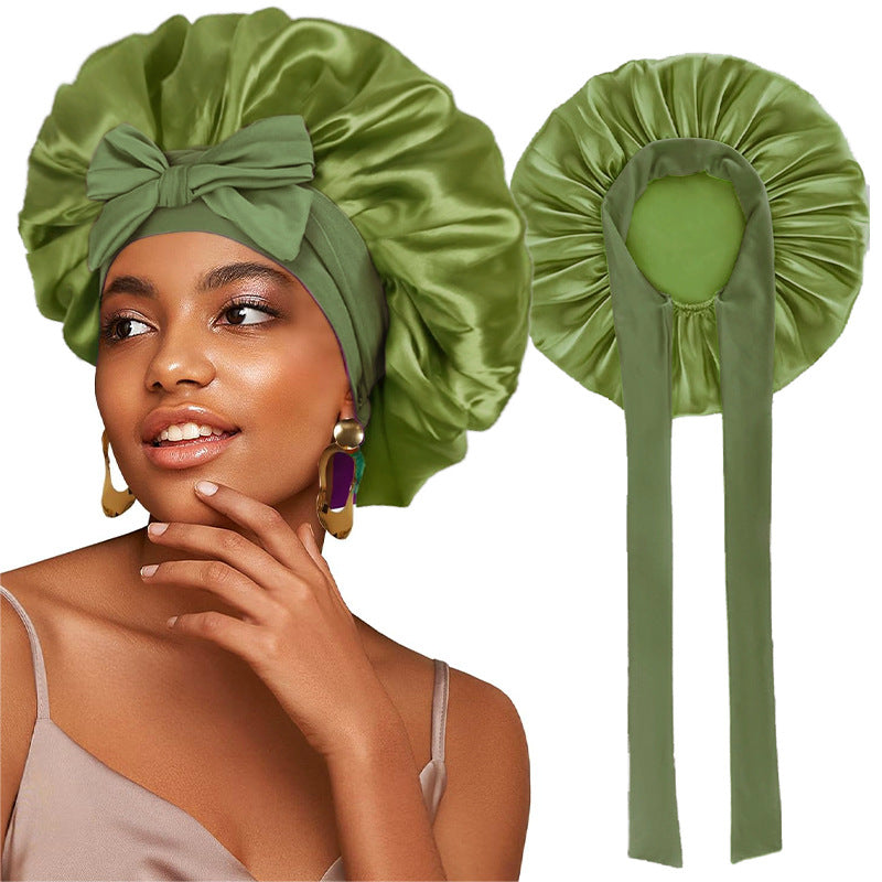 Bonnet de nuit en satin avec ruban élastique