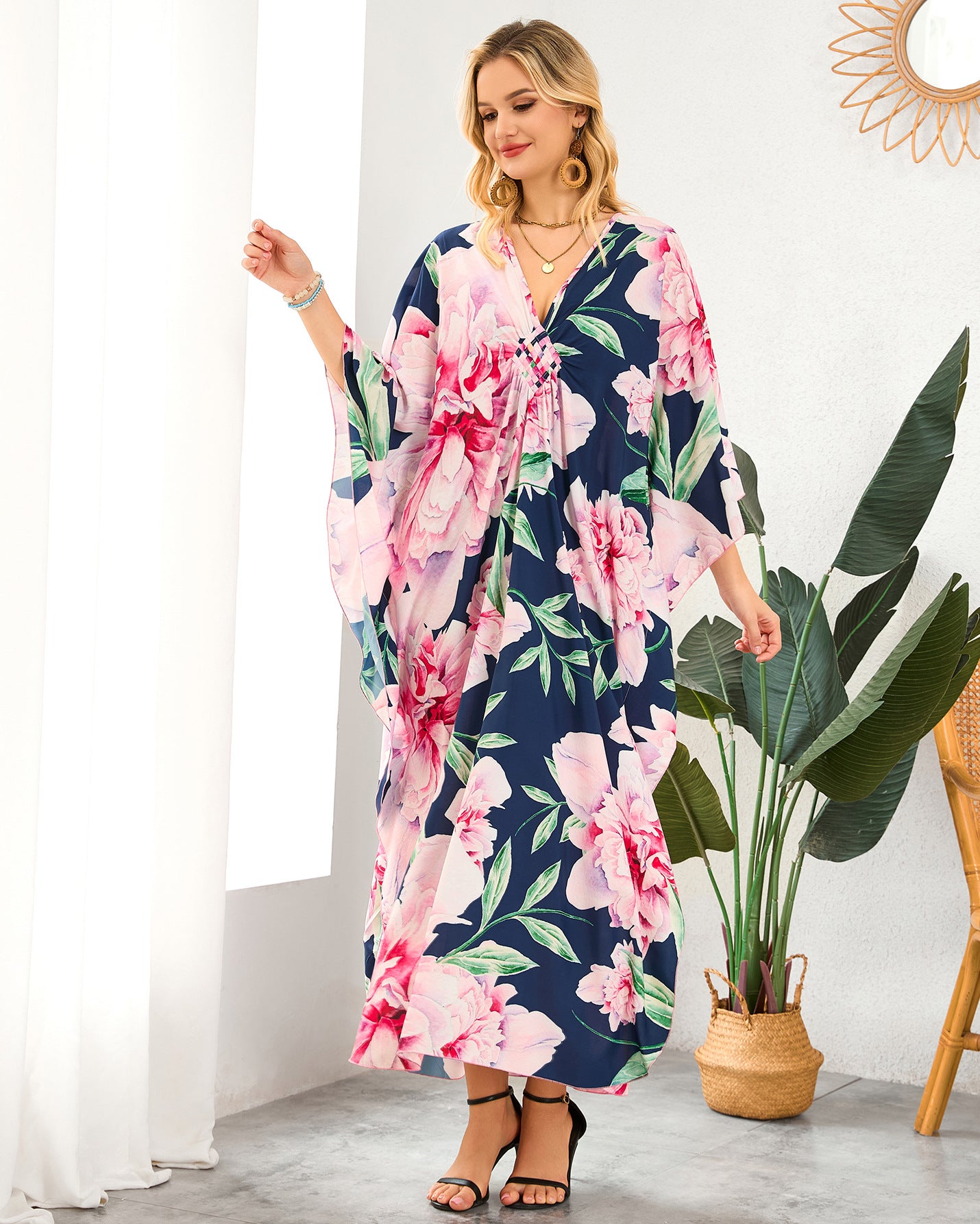 Robe de plage à encolure en V tissée