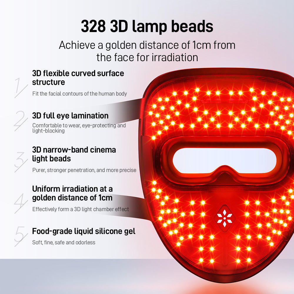 Masque facial LED de thérapie par photons avec soin du cou