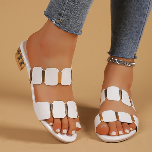 Pantoufles à boucle à talon mi-haut pour femmes