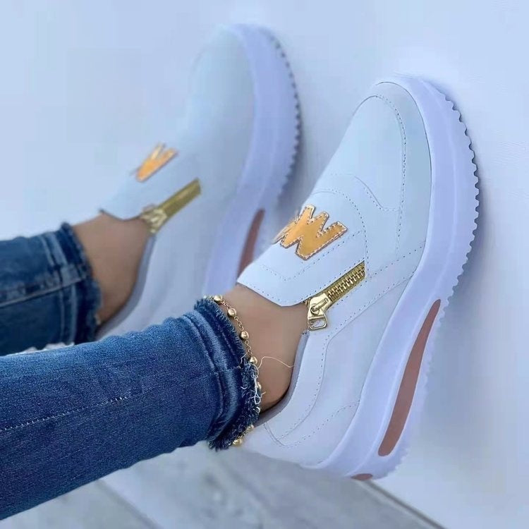 Chaussures décontractées pour femmes, grandes tailles, avec fermeture éclair latérale