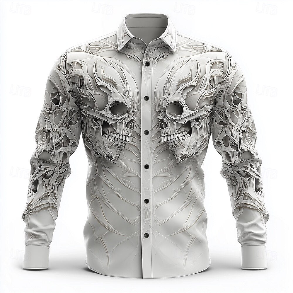 Chemise décontractée imprimée gothique, coupe ample, manches courtes
