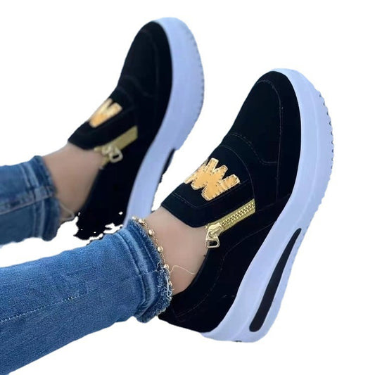 Chaussures décontractées pour femmes, grandes tailles, avec fermeture éclair latérale