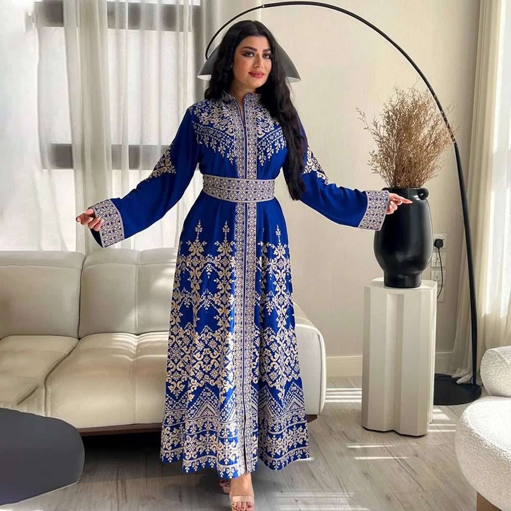 Robe longue zippée à imprimé ethnique
