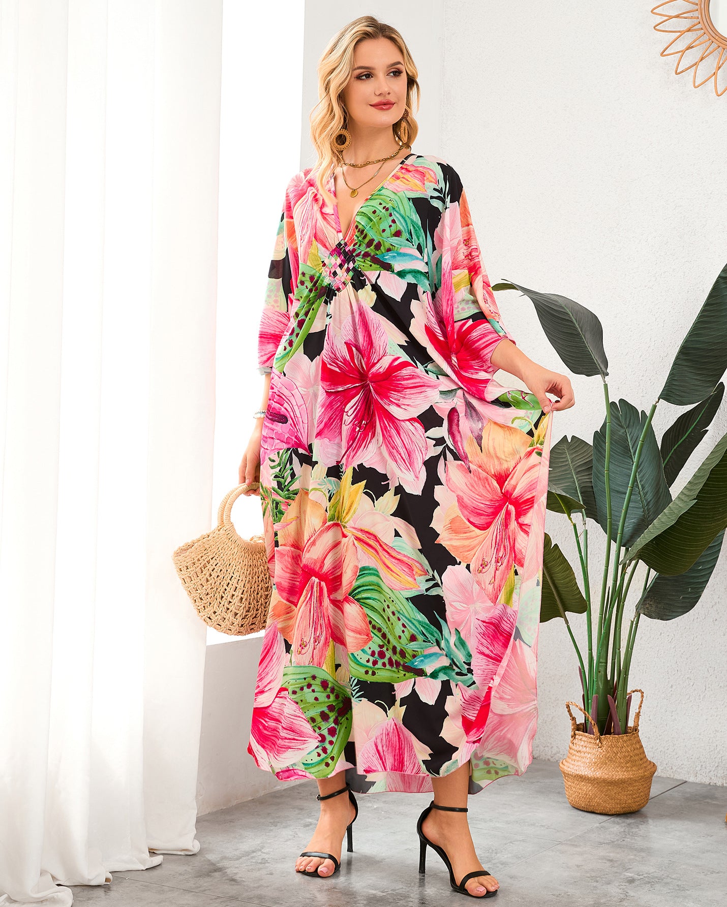 Robe de plage à encolure en V tissée