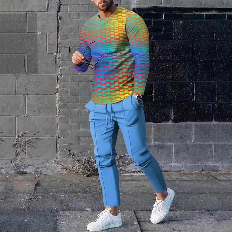 Ensemble pull et pantalon de survêtement décontracté pour homme, imprimé 3D