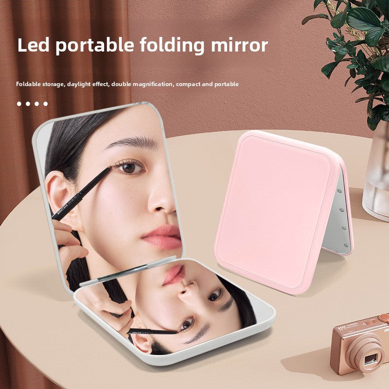 Miroir de poche pliable portable à LED avec lumiere