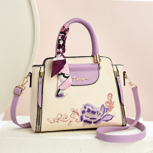 Sac à main en PU brodé avec bandoulière réglable