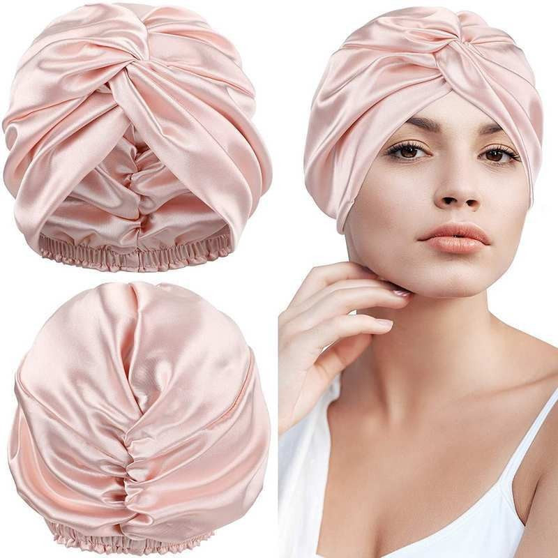 Bonnet de nuit en soie torsadée avec design plissé 3D